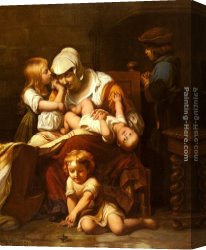 Delaroche Canvas Paintings - Juene Mere Et Ses Enfants by Paul Delaroche