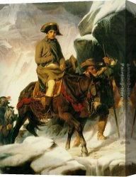 Delaroche Canvas Paintings - Napoleon Crossing the Alps by Paul Delaroche