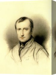 Delaroche Canvas Paintings - Self Portrait by Paul Delaroche