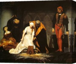 Delaroche Canvas Paintings - The Execution of Lady Jane Grey by Paul Delaroche