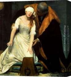 Delaroche Canvas Paintings - The Execution of Lady Jane Grey - detail by Paul Delaroche