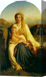 Delaroche Canvas Paintings - Virgin and Child by Paul Delaroche