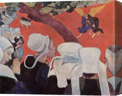 Jacob's Canvas Paintings - Jacobs fight with the angel by Paul Gauguin