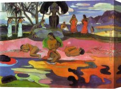 Gauguin Canvas Paintings - Mahana No Atua by Paul Gauguin