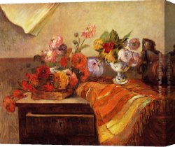 Pots Canvas Paintings - Pots and Bouquets by Paul Gauguin