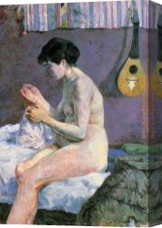 Study of a Punt Moored at Twickenham Canvas Paintings - Study of a Nude Suzanne Sewing by Paul Gauguin