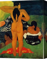 Woman Canvas Paintings - Tahitian Women Bathing by Paul Gauguin