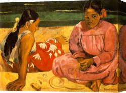 Woman Canvas Paintings - Tahitian Women On the Beach by Paul Gauguin