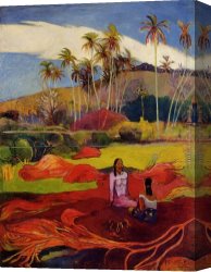 Woman Canvas Paintings - Tahitian Women under the Palms by Paul Gauguin