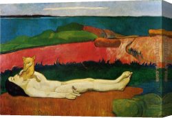 Gauguin Canvas Paintings - The Loss of Virginity by Paul Gauguin