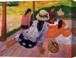Gauguin Canvas Paintings - The Siesta by Paul Gauguin