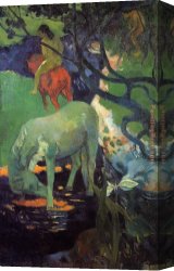 Gauguin Canvas Paintings - The White Horse by Paul Gauguin