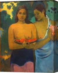 Woman Canvas Paintings - Two Tahitian Women by Paul Gauguin