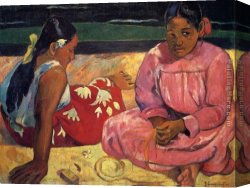 Beach Canvas Paintings - Two Women on Beach by Paul Gauguin