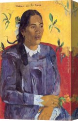 Gauguin Canvas Paintings - Woman with a Flower by Paul Gauguin