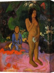 Gauguin Canvas Paintings - Words of the Devil by Paul Gauguin