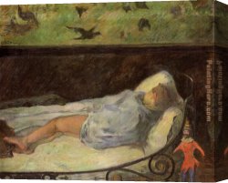 A Young Girl And Her Dog Canvas Paintings - Young Girl Dreaming by Paul Gauguin
