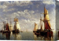 Mediterranean Shipping Canvas Paintings - Shipping In A Calm by Paul-Jean Clays
