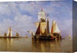 Mediterranean Shipping Canvas Paintings - Shipping off the Dutch Coast by Paul-Jean Clays