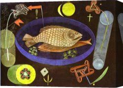 Paul Ranson Canvas Paintings - Around the Fish by Paul Klee