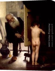 Model Canvas Paintings - The Modest Model by Paul Peel