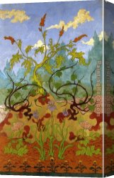 Paul Ranson Canvas Paintings - Iris and Large Yellow and Mauve Flowers by Paul Ranson