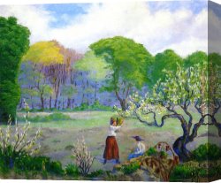 Paul Ranson Canvas Paintings - Picking Flowers by Paul Ranson