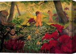 Paul Ranson Canvas Paintings - The Bathing Place by Paul Ranson