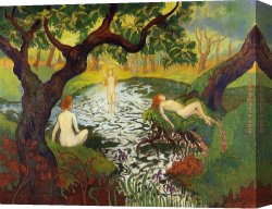 Bather Canvas Paintings - Three Bathers with Irises by Paul Ranson