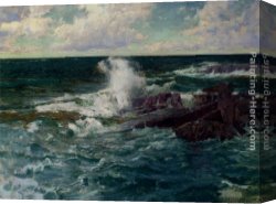 Wave Canvas Paintings - Breaking Waves by Peder Knudsen