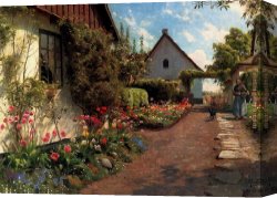 Secret Garden I Canvas Paintings - In The Garden by Peder Mork Monsted