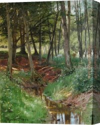 Deer Canvas Paintings - Landscape With Deer by Peder Mork Monsted