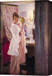 Marie Canvas Paintings - Marie en el espejo by Peder Severin Kroyer