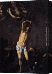 St Sebastian Tended by St Irene Canvas Paintings - St Sebastian by Pedro Orrente