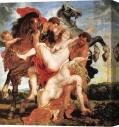 Peter Von Cornelius Canvas Paintings - Rape of the Daughters of Leucippus by Peter Paul Rubens