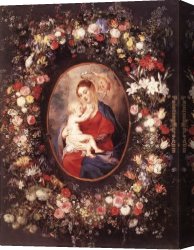 Virgin of The Rocks Canvas Paintings - The Virgin and Child in a Garland of Flower by Peter Paul Rubens