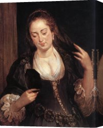 Mirror Canvas Paintings - Woman with a Mirror by Peter Paul Rubens