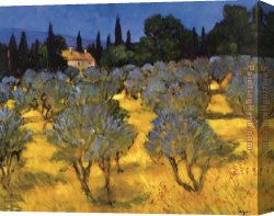 Le Depart En Voyage De Noces Canvas Paintings - Les Olives en Printemps (The Olives in Spring) by Philip Craig