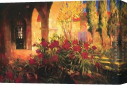 Hunter Mountain, Twilight Canvas Paintings - Twilight Courtyard by Philip Craig