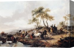 The Boating Party Canvas Paintings - The Halt of the Hunting Party by Philips Wouwerman