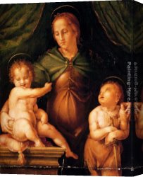 Baptist Canvas Paintings - The Madonna and Child with the infant Saint John the Baptist by Pier Francesco Di Jacopo Foschi