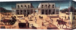 Building Canvas Paintings - The Building of a Palace by Piero di Cosimo