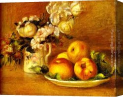 Le Depart En Voyage De Noces Canvas Paintings - Apples and Flowers (Les pommes et fleurs) by Pierre Auguste Renoir