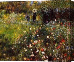 Evening Landscape at East Bergholt Canvas Paintings - Summer Landscape Aka Woman With A Parasol In A Garden by Pierre Auguste Renoir