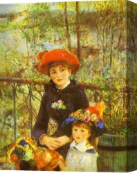 Pierre Canvas Paintings - Two Sisters (On the Terrace) by Pierre Auguste Renoir