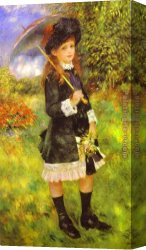 Pierre Canvas Paintings - Young Girl with Parasol (Aline Nunes) by Pierre Auguste Renoir