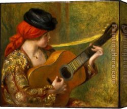 Pierre Canvas Paintings - Young Spanish Woman with a Guitar by Pierre Auguste Renoir