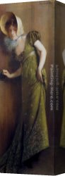 Carrier-belleuse Canvas Paintings - Elegant Woman In A Green Dress by Pierre Carrier-Belleuse