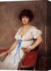 Carrier-belleuse Canvas Paintings - Portrait Of A Seated Lady by Pierre Carrier-Belleuse