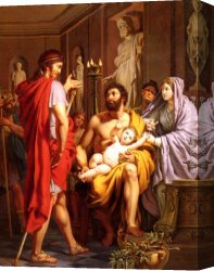 Mademoiselle De Clermont Canvas Paintings - Themistocle, Banni D'Athenes, Se Rend Suppliant Chez Admete, Roi Des Molosses by Pierre Joseph Francois